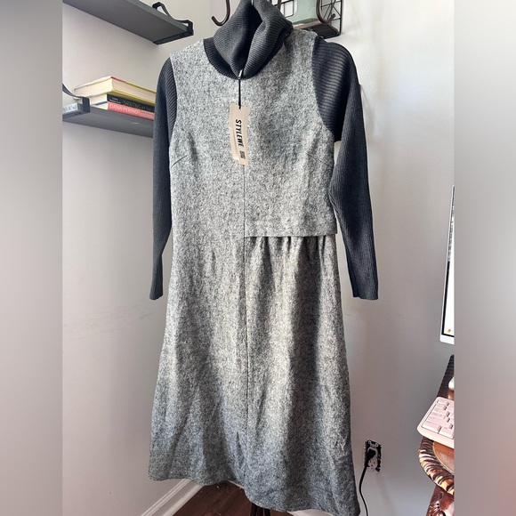 STYLEWE MISSLOOK FANNY WIZ Turtleneck Shift Wool Casual Sweater Dress 6 gray NEW - Picture 3 of 9